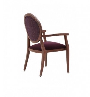 Holsag Paris Stacking Wood-Grain Metal Hospitality Arm Chair - Back View